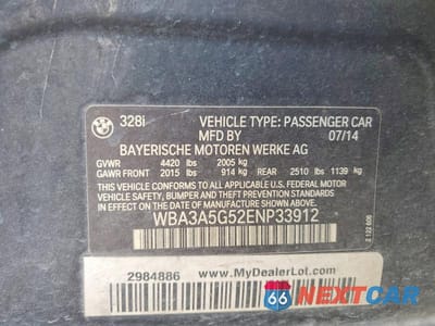 Zdjęcie 12 z 12 samochodu: 2014 BMW 328 I VIN:WBA3A5G52ENP33912 - miniatura