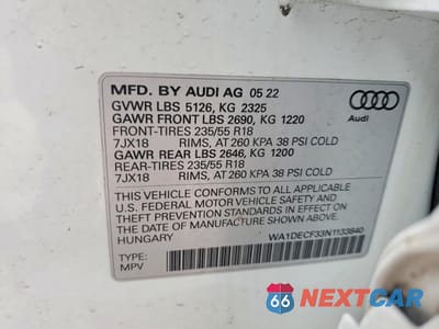 Zdjęcie 13 z 13 samochodu: 2022 AUDI Q3 PREMIUM S LINE 45 VIN:WA1DECF33N1133840 - miniatura