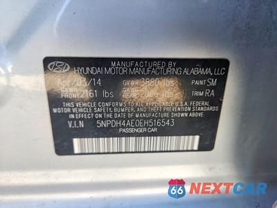 Zdjęcie 12 z 12 samochodu: 2014 HYUNDAI ELANTRA SE VIN:5NPDH4AE0EH516543 - miniatura