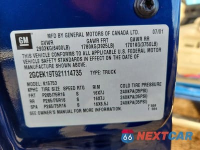 Zdjęcie 13 z 13 samochodu: 2002 CHEVROLET SILVERADO K1500 VIN:2GCEK19T921114735 - miniatura