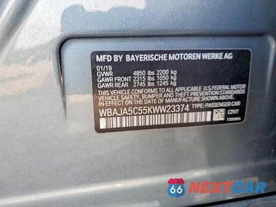 Zdjęcie 12 z 12 samochodu: 2019 BMW 530 I VIN:WBAJA5C55KWW23374 - miniatura