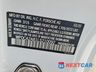 Zdjęcie 12 z 12 samochodu: 2020 PORSCHE BOXSTER BASE VIN:WP0CA2A81LS210092 - miniatura