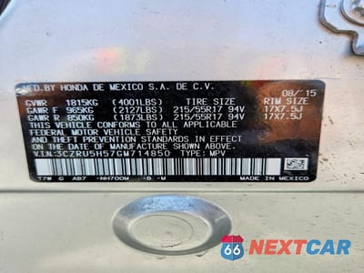 Zdjęcie 14 z 14 samochodu: 2016 HONDA HR-V EX VIN:3CZRU5H57GM714850 - miniatura