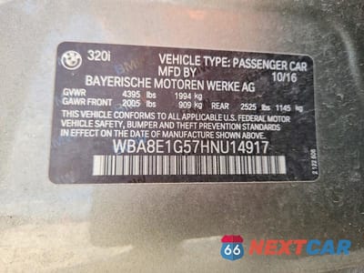 Zdjęcie 12 z 12 samochodu: 2017 BMW 320 I VIN:WBA8E1G57HNU14917 - miniatura