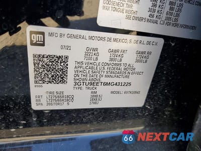 Zdjęcie 12 z 12 samochodu: 2021 GMC SIERRA K1500 AT4 VIN:3GTU9EET6MG431225 - miniatura