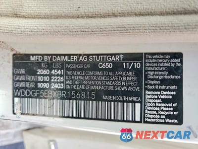 Zdjęcie 12 z 12 samochodu: 2011 MERCEDES-BENZ C 300 VIN:WDDGF5EBXBR156815 - miniatura