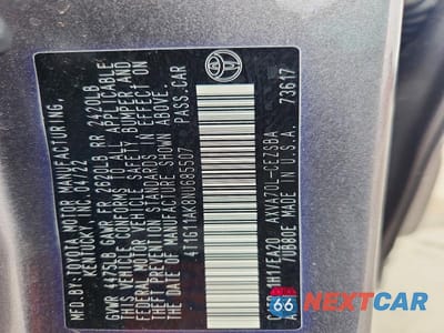 Zdjęcie 12 z 12 samochodu: 2022 TOYOTA CAMRY SE VIN:4T1G11AK8NU685507 - miniatura