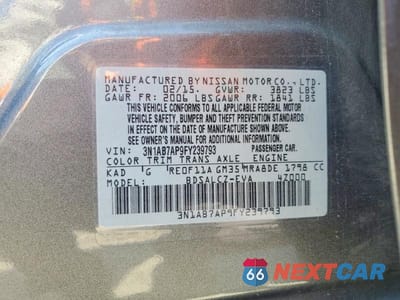 Zdjęcie 12 z 12 samochodu: 2015 NISSAN SENTRA S VIN:3N1AB7AP9FY239793 - miniatura