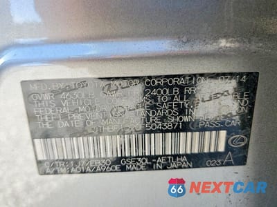 Zdjęcie 12 z 12 samochodu: 2015 LEXUS IS 250 BASE VIN:JTHBF1D20F5043871 - miniatura