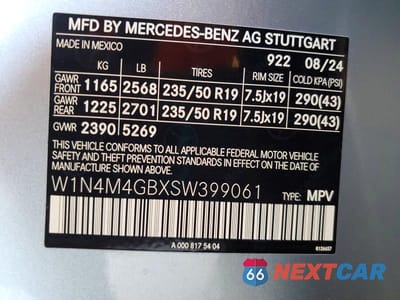 Zdjęcie 13 z 13 samochodu: 2025 MERCEDES-BENZ GLB 250 VIN:W1N4M4GBXSW399061 - miniatura