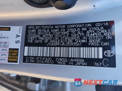 Zdjęcie 13 z 13 samochodu: 2018 TOYOTA PRIUS TWO VIN:JTDKBRFU8J3593561 - miniatura