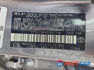 Zdjęcie 12 z 12 samochodu: 2023 TOYOTA CAMRY LE VIN:4T1C11BK4PU087138 - miniatura
