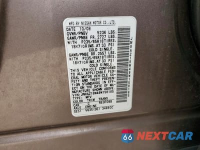 Zdjęcie 12 z 12 samochodu: 2009 NISSAN MURANO S VIN:JN8AZ18W49W158185 - miniatura