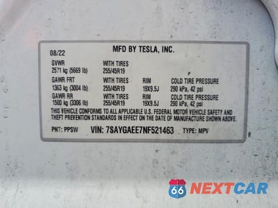 Zdjęcie 13 z 13 samochodu: 2022 TESLA MODEL Y VIN:7SAYGAEE7NF521463 - miniatura