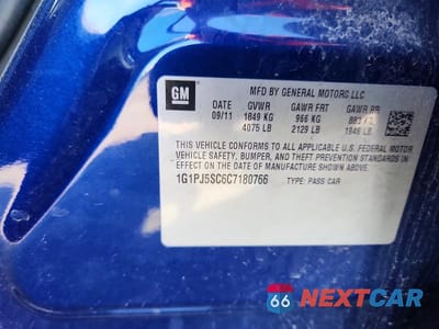 Zdjęcie 12 z 12 samochodu: 2012 CHEVROLET CRUZE ECO VIN:1G1PJ5SC6C7180766 - miniatura