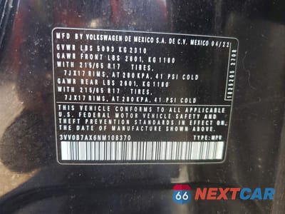 Zdjęcie 14 z 14 samochodu: 2022 VOLKSWAGEN TIGUAN S VIN:3VV0B7AX6NM108370 - miniatura