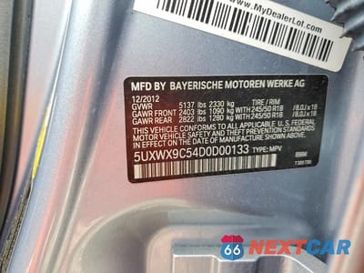 Zdjęcie 13 z 13 samochodu: 2013 BMW X3 XDRIVE28I VIN:5UXWX9C54D0D00133 - miniatura