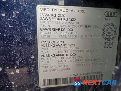 Zdjęcie 14 z 14 samochodu: 2020 AUDI Q3 PREMIUM VIN:WA1AECF34L1097589 - miniatura
