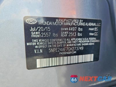 Zdjęcie 12 z 12 samochodu: 2016 HYUNDAI SONATA SE VIN:5NPE24AF7GH273749 - miniatura