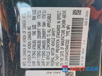 Zdjęcie 12 z 12 samochodu: 2024 HONDA CR-V LX VIN:2HKRS4H21RH472352 - miniatura