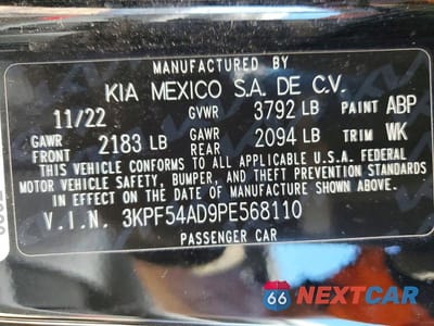 Zdjęcie 12 z 12 samochodu: 2023 KIA FORTE GT-LINE VIN:3KPF54AD9PE568110 - miniatura