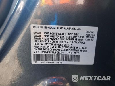 Zdjęcie 13 z 14 samochodu: 2018 HONDA PILOT EXL VIN:5FNYF5H58JB025374 - miniatura