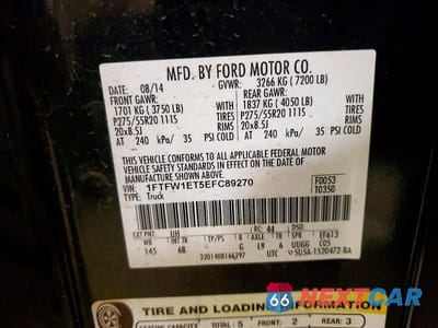 Zdjęcie 12 z 12 samochodu: 2014 FORD F150 SUPERCREW VIN:1FTFW1ET5EFC89270 - miniatura