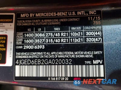 Zdjęcie 13 z 13 samochodu: 2016 MERCEDES-BENZ GLE COUPE 450 4MATIC VIN:4JGED6EB2GA020032 - miniatura
