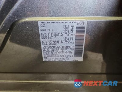 Zdjęcie 13 z 13 samochodu: 2019 NISSAN PATHFINDER SV VIN:5N1DR2MM6KC598754 - miniatura