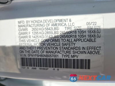 Zdjęcie 13 z 13 samochodu: 2022 HONDA PILOT TRAILSPORT VIN:5FNYF6H80NB057001 - miniatura