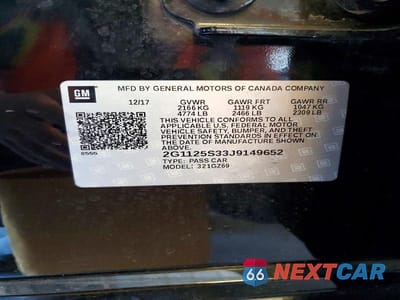 Zdjęcie 12 z 12 samochodu: 2018 CHEVROLET IMPALA PREMIER VIN:2G1125S33J9149652 - miniatura