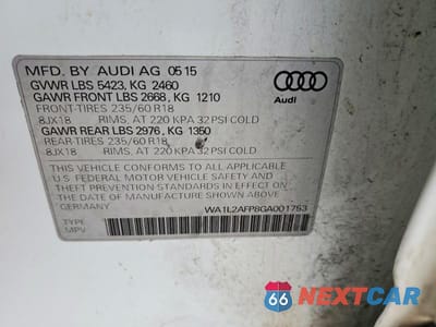 Zdjęcie 13 z 13 samochodu: 2016 AUDI Q5 PREMIUM PLUS VIN:WA1L2AFP8GA001753 - miniatura
