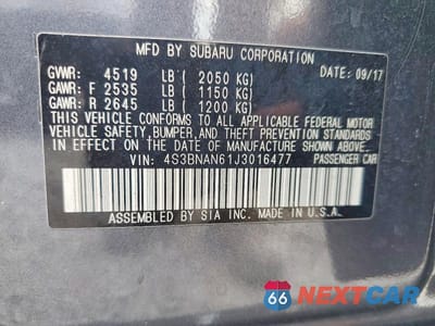 Zdjęcie 13 z 13 samochodu: 2018 SUBARU LEGACY 2.5I LIMITED VIN:4S3BNAN61J3016477 - miniatura