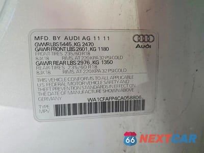 Zdjęcie 13 z 13 samochodu: 2012 AUDI Q5 PREMIUM VIN:WA1CFAFP4CA058806 - miniatura
