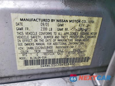 Zdjęcie 12 z 12 samochodu: 2006 NISSAN ALTIMA 3.5 SE VIN:1N4BL11E26N318400 - miniatura