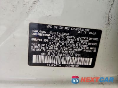 Zdjęcie 12 z 12 samochodu: 2019 SUBARU CROSSTREK LIMITED VIN:JF2GTANC6KH241906 - miniatura