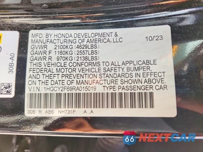 Zdjęcie 13 z 13 samochodu: 2024 HONDA ACCORD HYBRID EXL VIN:1HGCY2F69RA015019 - miniatura