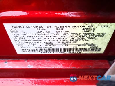 Zdjęcie 13 z 14 samochodu: 2005 NISSAN ALTIMA 2.5 VIN:1N4AL11D45C149378 - miniatura