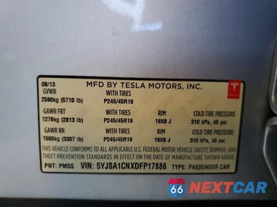 Zdjęcie 13 z 13 samochodu: 2013 TESLA MODEL S VIN:5YJSA1CNXDFP17886 - miniatura