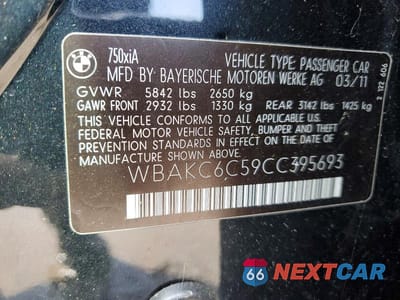 Zdjęcie 12 z 12 samochodu: 2012 BMW 750 XI VIN:WBAKC6C59CC395693 - miniatura
