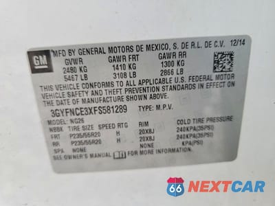 Zdjęcie 12 z 12 samochodu: 2015 CADILLAC SRX PERFORMANCE COLLECTION VIN:3GYFNCE3XFS581289 - miniatura