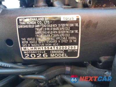 Zdjęcie 8 z 9 samochodu: 2026 HONDA CBR650 R VIN:MLHRH1554T5200000 - miniatura