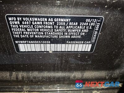 Zdjęcie 12 z 12 samochodu: 2013 VOLKSWAGEN CC LUXURY VIN:WVWRP7AN0DE510038 - miniatura