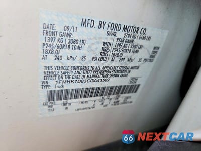 Zdjęcie 12 z 12 samochodu: 2012 FORD EXPLORER XLT VIN:1FMHK7D83CGA41509 - miniatura