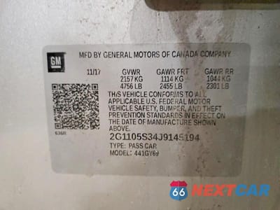 Zdjęcie 12 z 12 samochodu: 2018 CHEVROLET IMPALA LT VIN:2G1105S34J9145194 - miniatura
