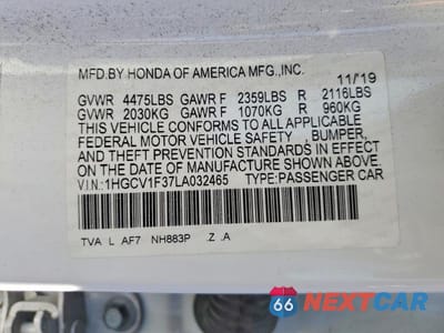 Zdjęcie 12 z 12 samochodu: 2020 HONDA ACCORD SPORT VIN:1HGCV1F37LA032465 - miniatura