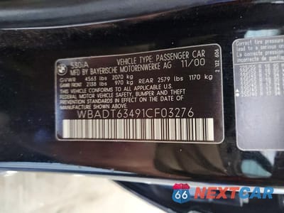 Zdjęcie 12 z 12 samochodu: 2001 BMW 530 I AUTOMATIC VIN:WBADT63491CF03276 - miniatura