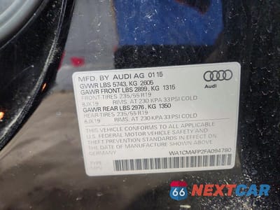 Zdjęcie 13 z 13 samochodu: 2015 AUDI Q5 TDI PREMIUM PLUS VIN:WA1CMAFP2FA094780 - miniatura