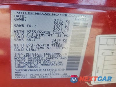 Zdjęcie 13 z 13 samochodu: 2017 NISSAN PATHFINDER SL VIN:5N1DR2MN2HC909159 - miniatura