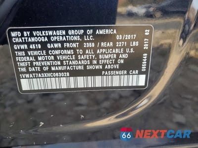 Zdjęcie 13 z 13 samochodu: 2017 VOLKSWAGEN PASSAT S VIN:1VWAT7A3XHC063028 - miniatura